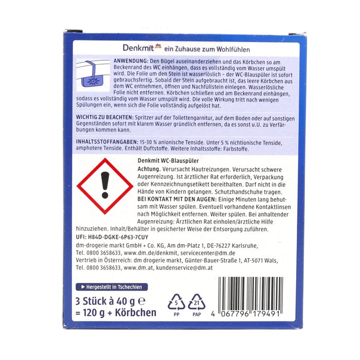 Туалетний блок для унітазу Denkmit Blue (3 шт.)